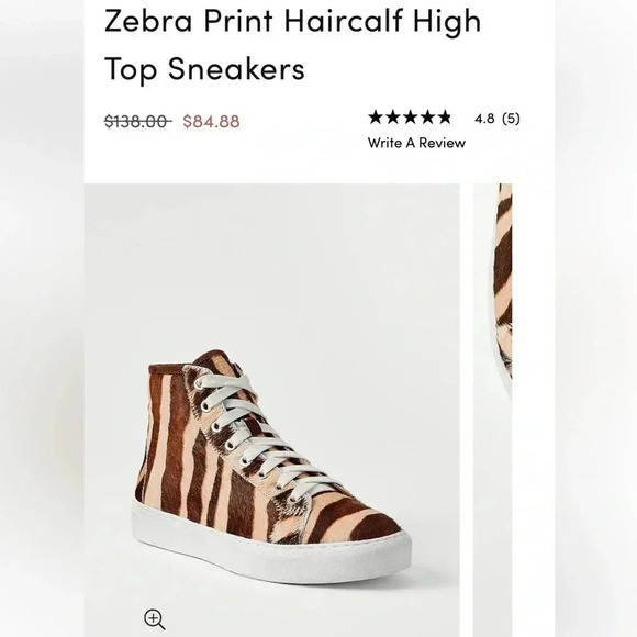 NEW! Ann Taylor Zebra Print Haircalf High Top Sneakers - 6 016 - Picture 7 of 9